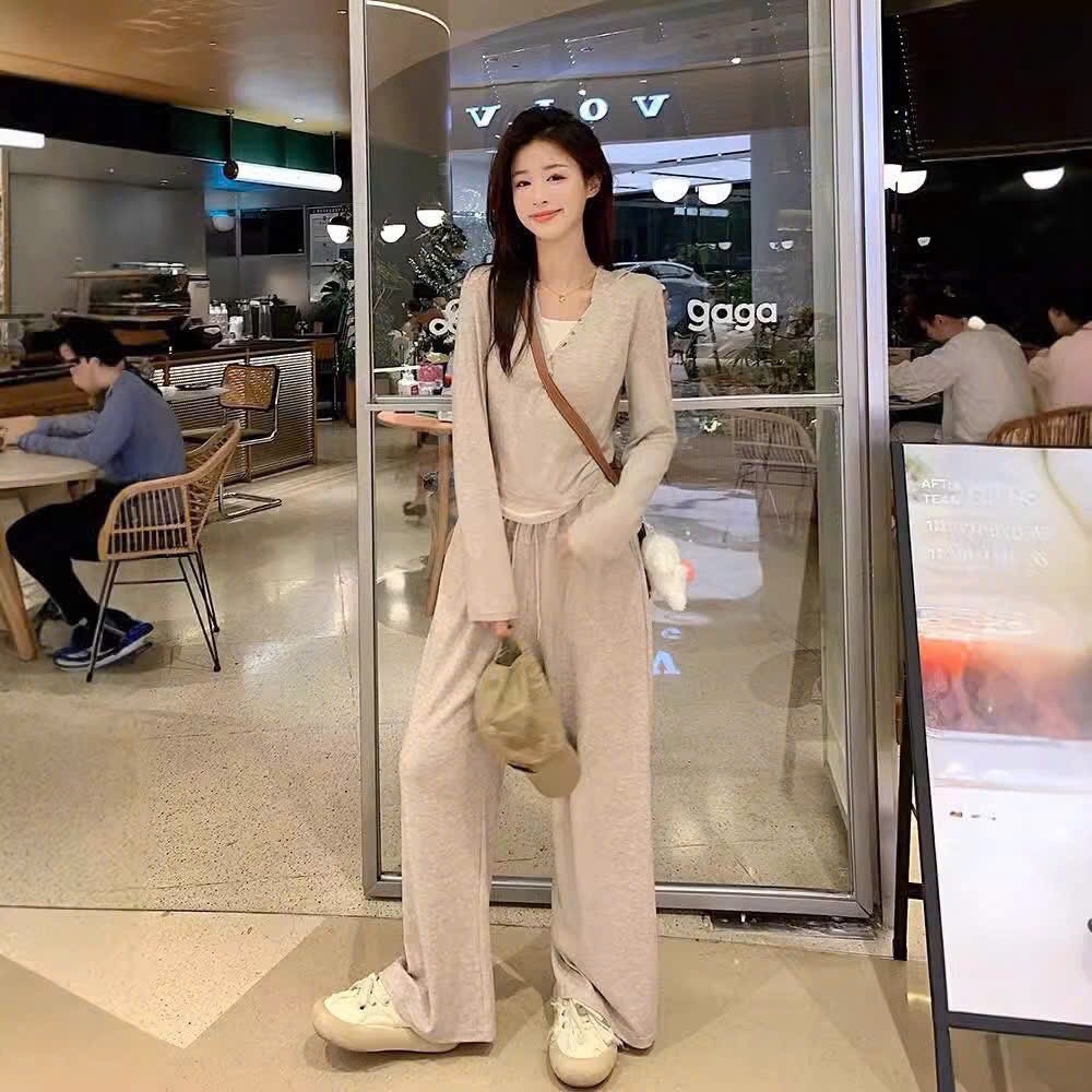 SET THUN PHỐI CỔ CÚC 2 MÀU NỮ THU ĐÔNG