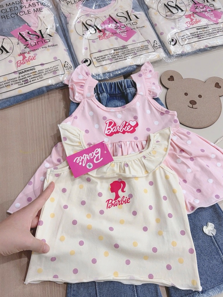 SET DÀI 3 CHI TIẾT BARBIE QUẦN JIEAN NƠ BÉ GÁI