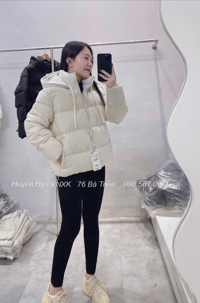 ÁO PHAO BÉO DÂY RÚT ZR CÓ MŨ HOT HIT NỮ THU ĐÔNG
