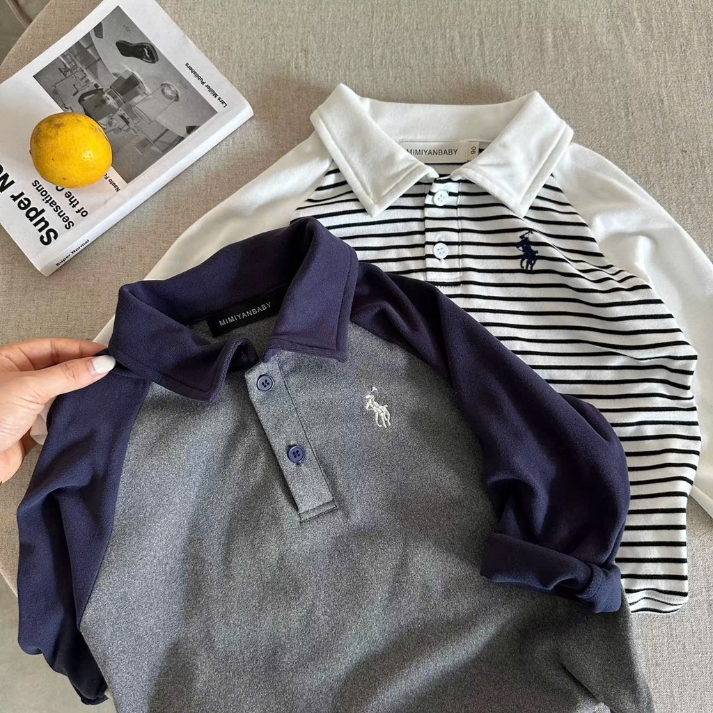 SET 4 ÁO POLO DÀI TAY CAO CẤP BÉ TRAI SẴN