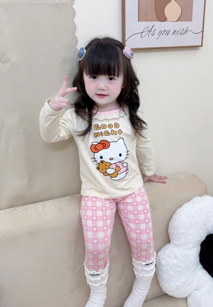 SET 2 BỘ DÀI MÈO HELLO KITTY TONE BE BÉ GÁI SẴN (SALE 99k)