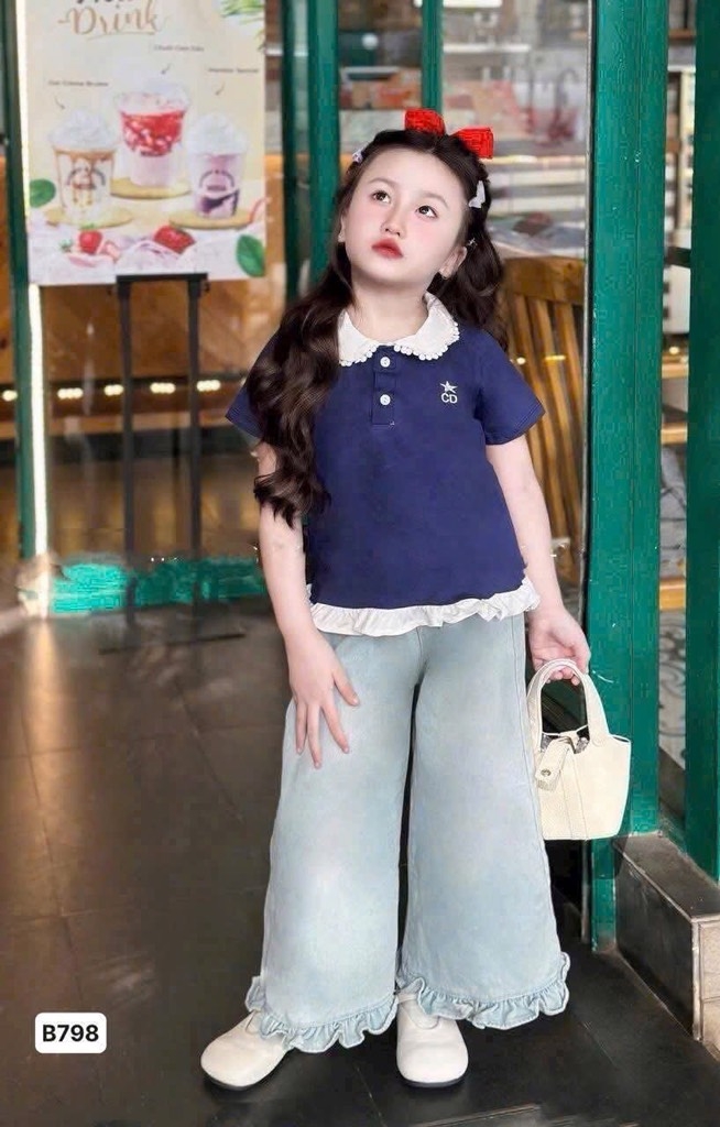 SET QUẦN JEAN ÁO COTTON 2 MÀU BÉ GÁI