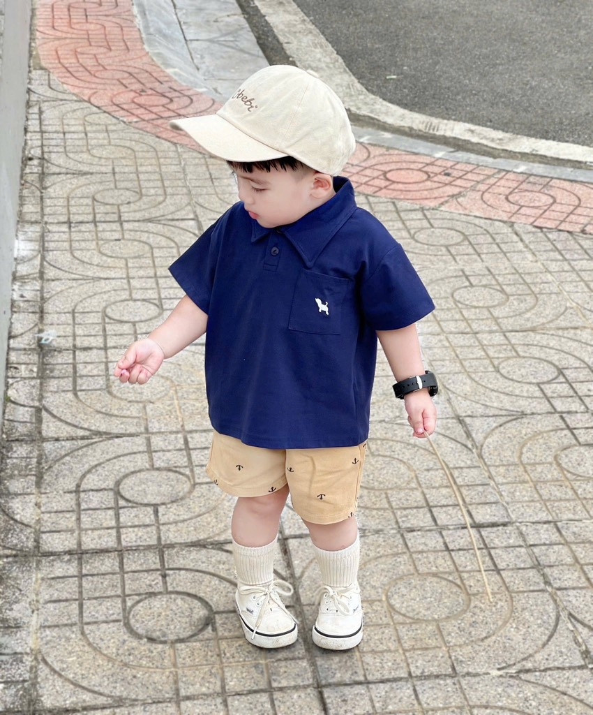 SET CỘC ÁO CỔ TRỤ QUẦN KAKI BÉ TRAI 2 MÀU