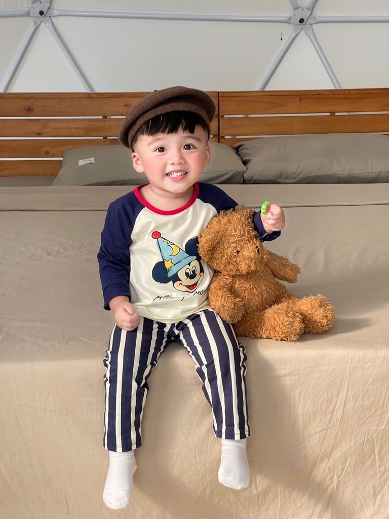 SET 2 BỘ DÀI CHÓ MK QUẦN KẺ SỌC BÉ TRAI