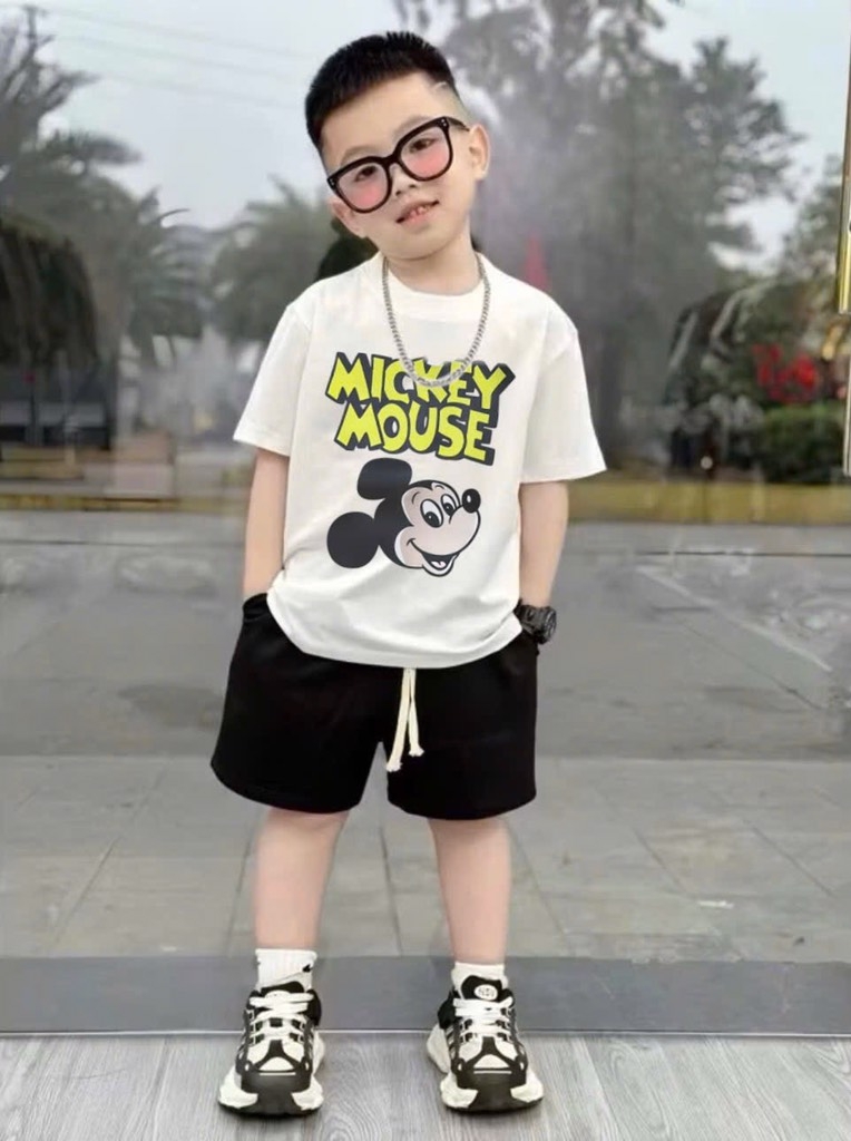 SET 3 BỘ CỘC MICKEY MOUSE TRẮNG XANH XÁM BÉ TRAI