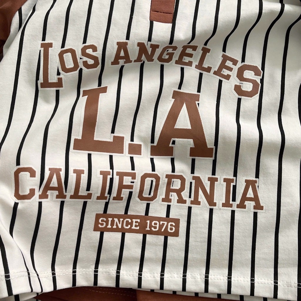 SET BỘ ÁO CỔ BẺ NÂU TÂY L.A CHO BÉ TRAI