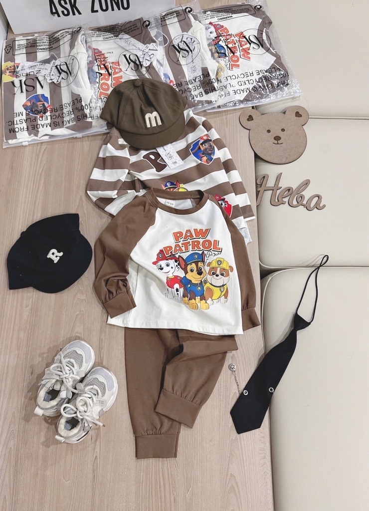 SET 2 BỘ DÀI PAW PATRAL TONE NÂU KẺ BÉ TRAI