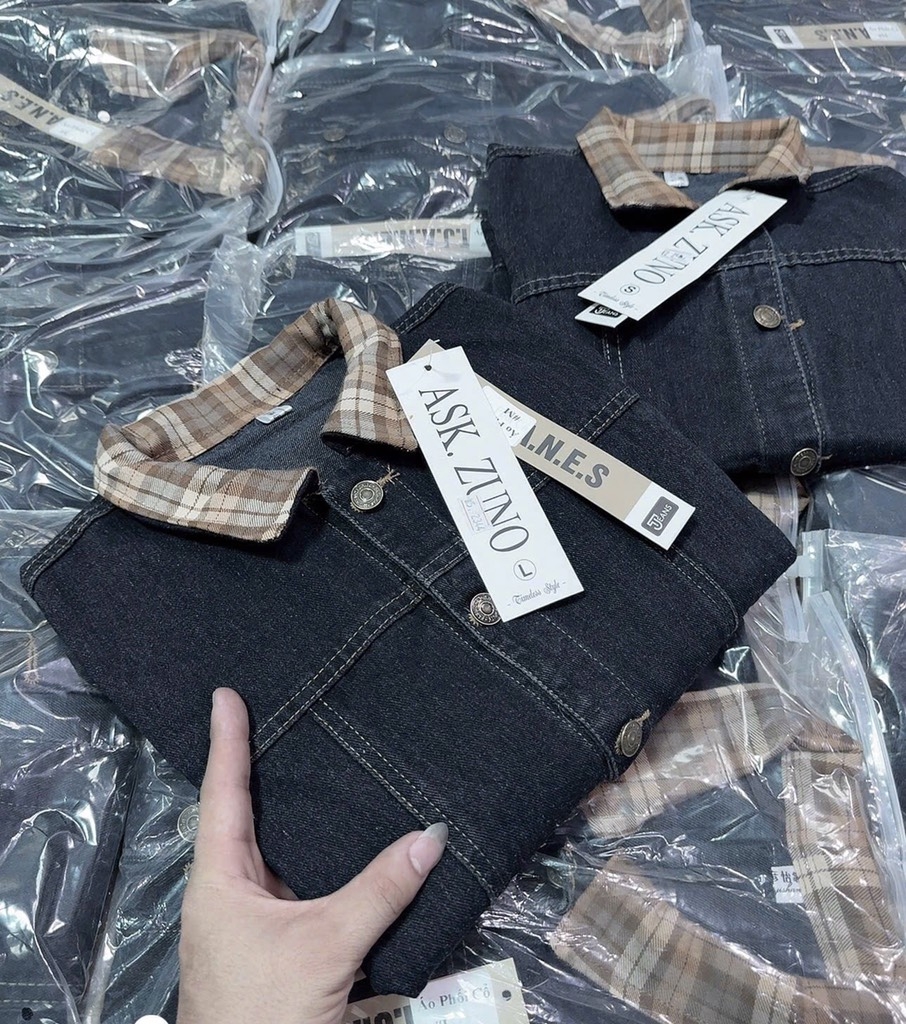 ÁO KHOÁC JEANS NỮ PHỐI CỔ KẺ THU ĐÔNG SẴN
