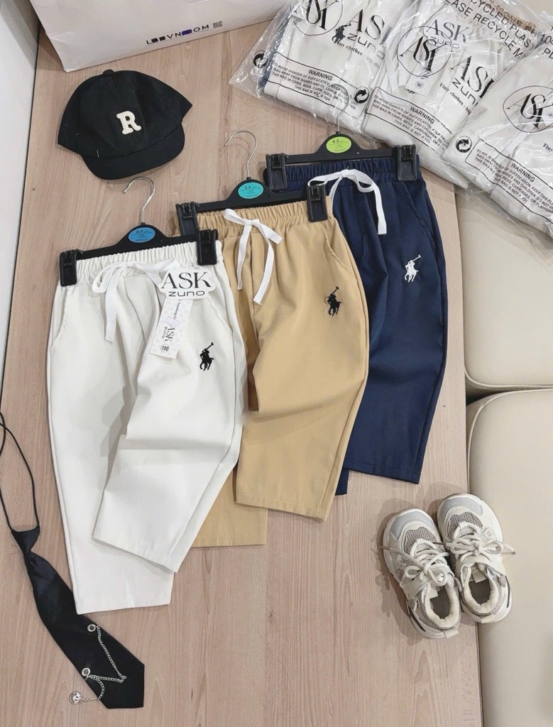 SET 3 QUẦN DÀI KAKI THÊU NGỰA BÉ TRAI