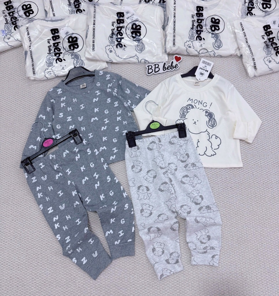 SET 2 BỘ DÀI HOMEWEAR CHÚ CHÓ TONE GHI BÉ TRAI