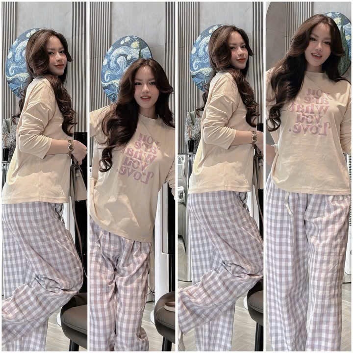 SET BỘ DÀI YOU LOVE QUẦN KẺ TÍM NỮ THU ĐÔNG