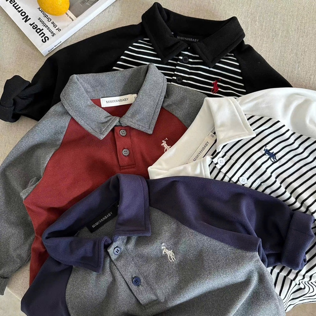 SET 4 ÁO POLO DÀI TAY CAO CẤP BÉ TRAI SẴN
