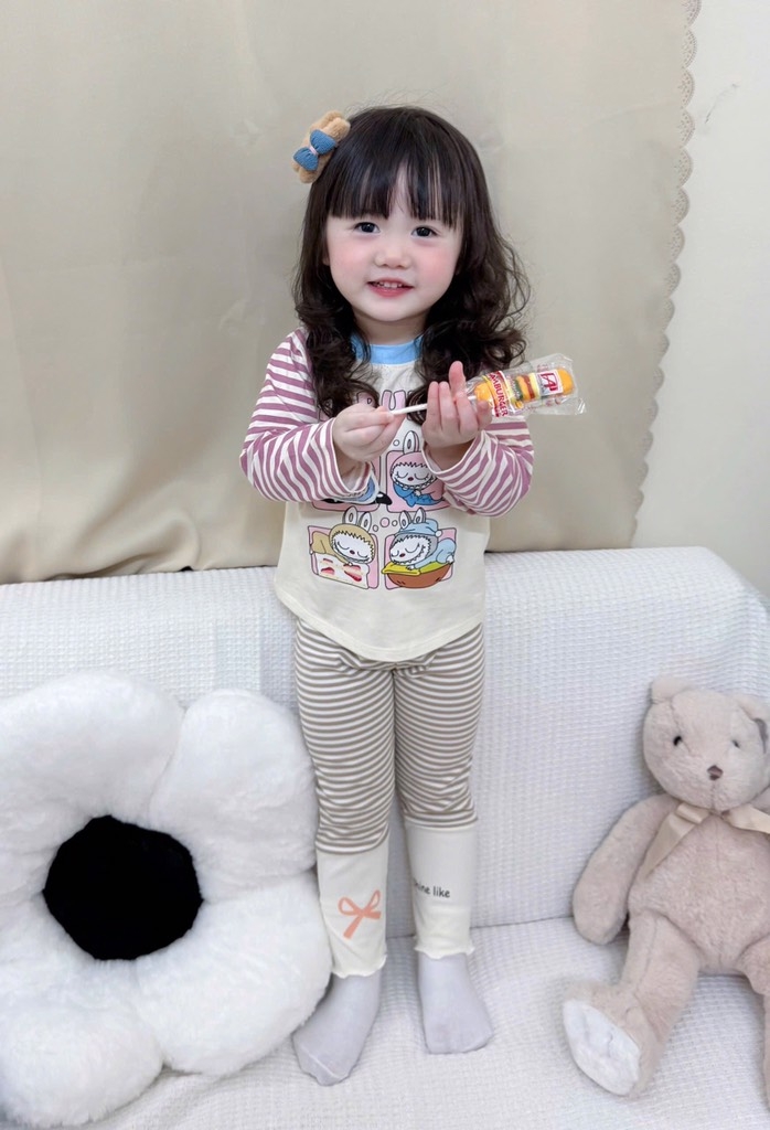 SET DÀI LABABU ĐÍNH NỔI ĐÁNG YÊU – MỀM MỊN CHUẨN COTTON XỊN BÉ GÁI