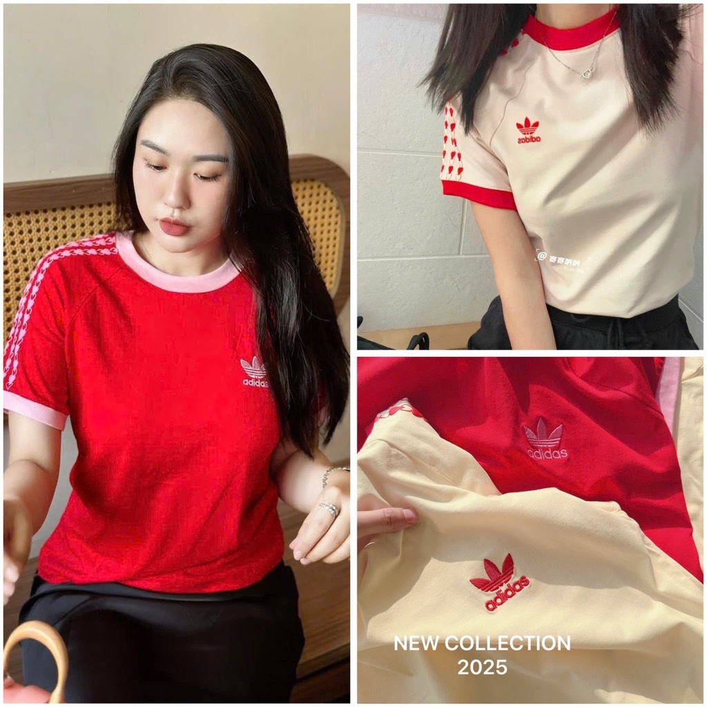 PHÔNG VALENTINE ADIDAS TIM PHỐI CỔ CỘC TAY NỮ SẴN