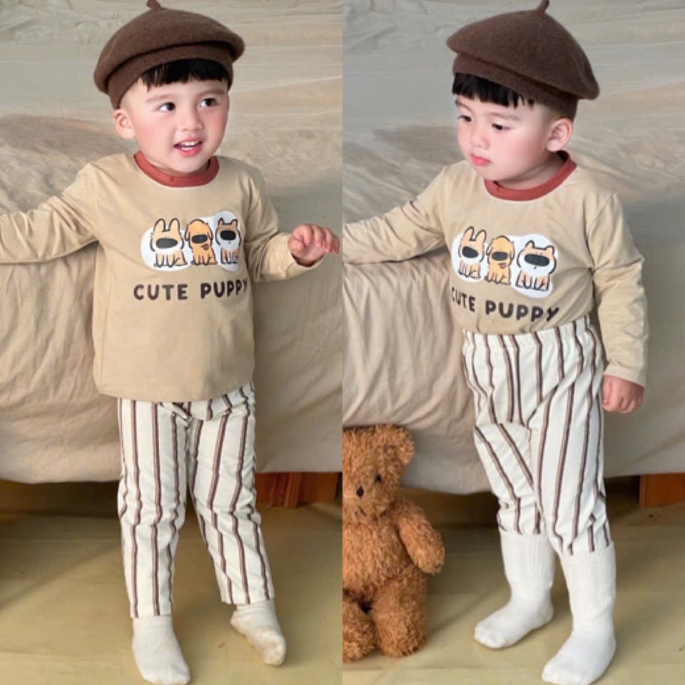 SET 2 BỘ DÀI COTTON CUTE PUPPY SIÊU CƯNG BÉ TRAI
