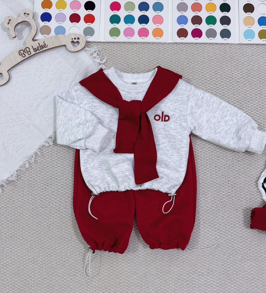 SET BỘ DÀI ALO ĐỎ KẺ KÈM KHĂN BÉ TRAI BÉ GÁI SẴN
