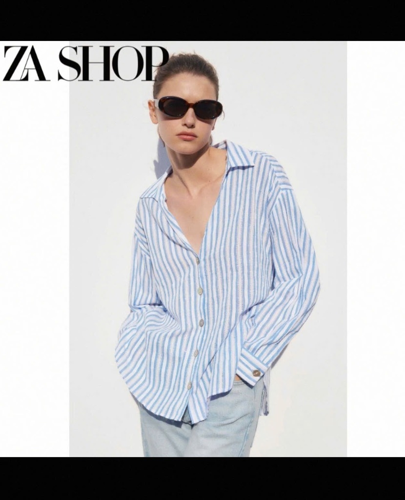 ÁO KẺ ZARA CỔ V VẠT BẦU NỮ
