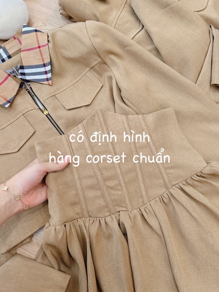 SET BỘ NỮ PHỐI ÁO VESST KHOÁ MIX VÁY XOÈ COSSET 2 LỚP THU ĐÔNG SẴN SALE 129k