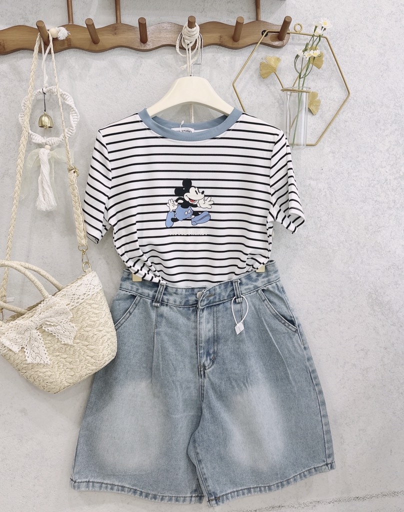 SET BÒ ÁO DÍP TĂM KẺ PHỐI MIX QUẦN LI BẠC NỮ