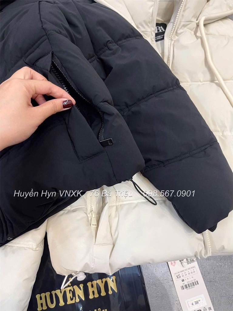 ÁO PHAO BÉO DÂY RÚT ZR CÓ MŨ HOT HIT NỮ THU ĐÔNG