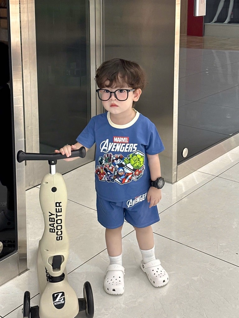 SET 2 BỘ CỘC TAY AVENGERS TONE XANH DƯƠNG BÉ TRAI