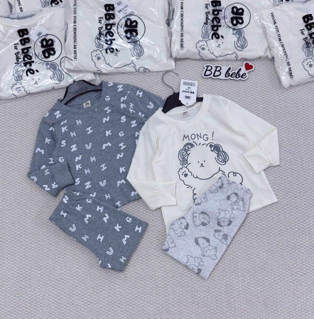 SET 2 BỘ DÀI HOMEWEAR CHÚ CHÓ TONE GHI BÉ TRAI
