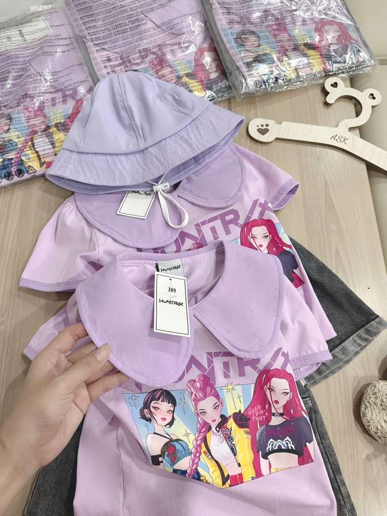 SET BỘ CỘC TÍM SOOC BÒ BÉ GÁI (KÈM MŨ +20k) SẴN