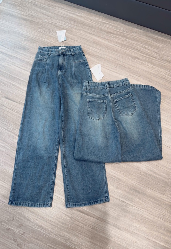 QUẦN SUÔNG JEAN NỮ XANH LI TÚI