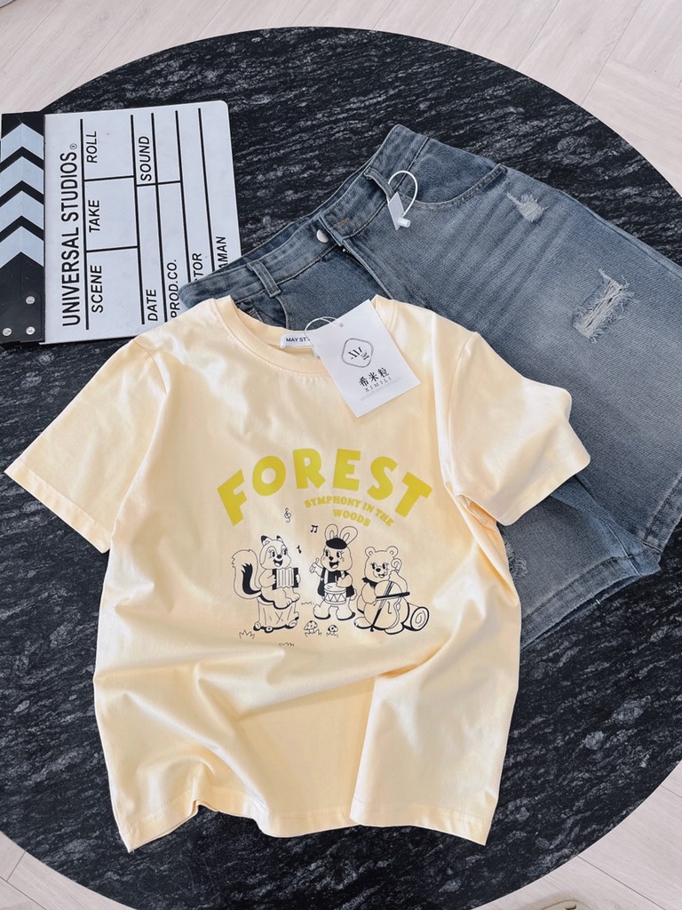SET JEAN RÁCH LỬNG MIX ÁO PHÔNG FOREST NỮ SẴN (SALE 139k)