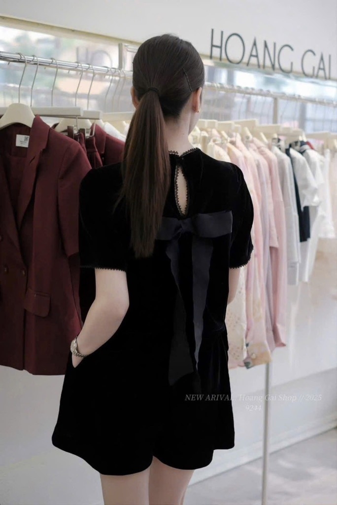 SET NHUNG PHỐI REN NƠ SAU NỮ THU ĐÔNG