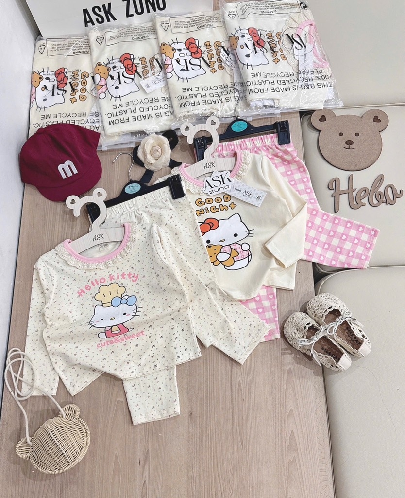 SET 2 BỘ DÀI MÈO HELLO KITTY TONE BE BÉ GÁI SẴN (SALE 99k)