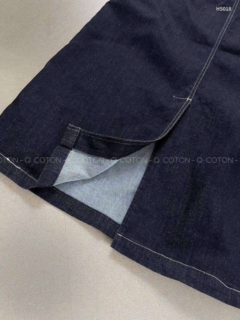 CHÂN VÁY DÀI JEAN NỮ CHỈ NỔI XẺ SAU SẴN