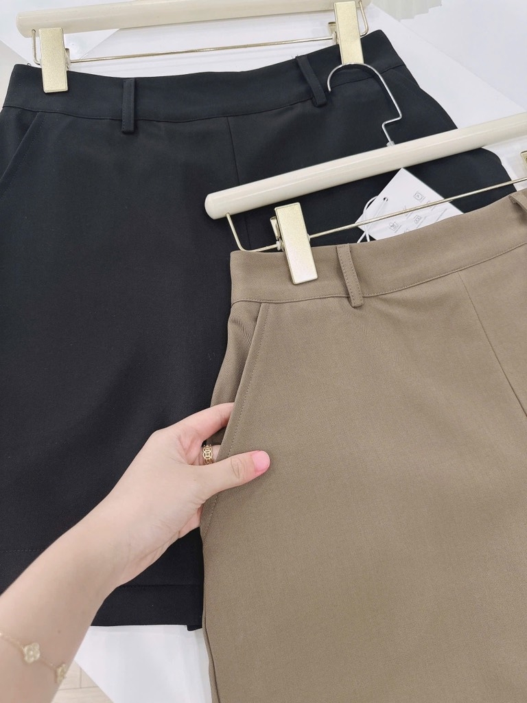 QUẦN VÁY LI TRƯỚC 2 MÀU ĐEN NÂU NỮ SẴN (ĐEN XẢ 69k)
