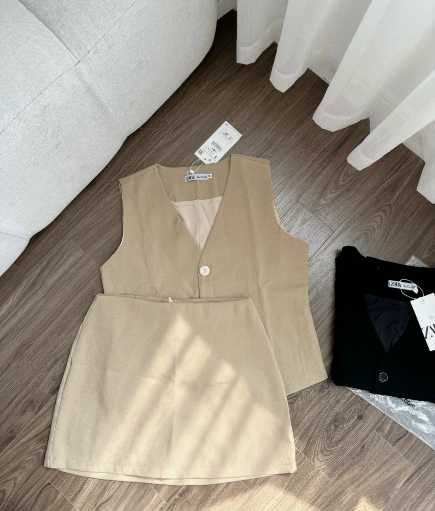 SET NỮ ÁO GILE + CHÂN VÁY ZR XUẤT (Sale 99k)