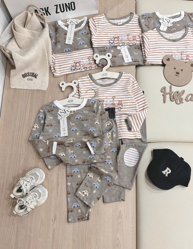SET 2 BỘ DÀI Ô TÔ CHẤT XƯỢC TONE RÊU KẺ BÉ TRAI