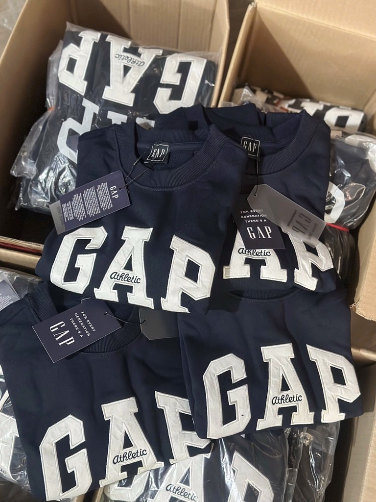 ÁO GAP XUẤT 2 MÀY XANH THAN TRẮNG NỮ SẴN