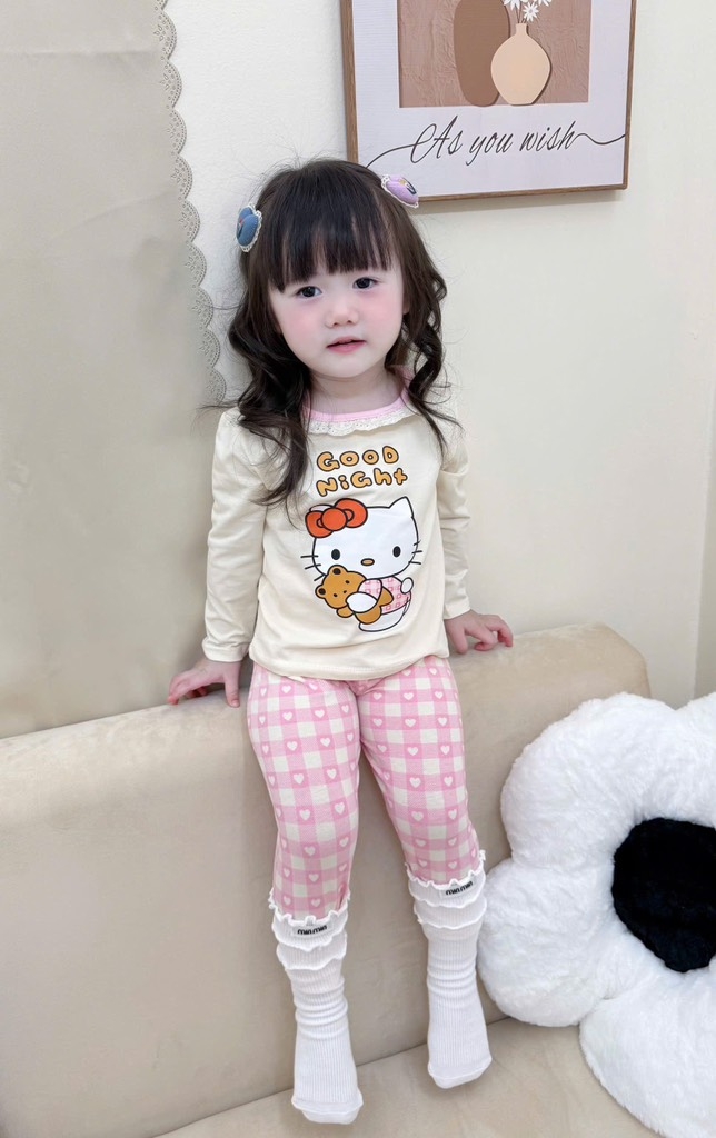 SET 2 BỘ DÀI MÈO HELLO KITTY TONE BE BÉ GÁI SẴN (SALE 99k)