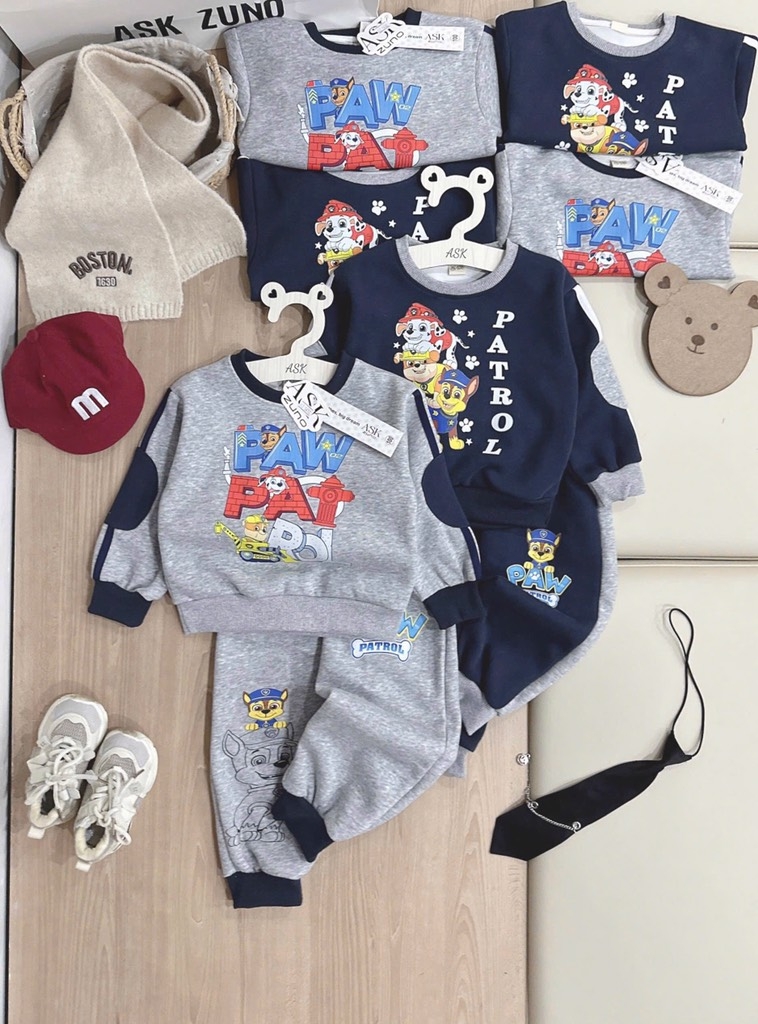 BỘ DÀI NỈ PAW PASTROL XÁM THAN BÉ TRAI