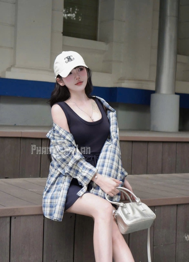SET CỘC 3 MÓN SƠ MI KẺ DÀI TAY NỮ SẴN
