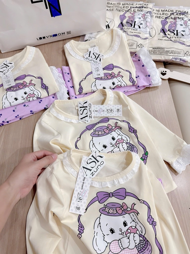 SET BỘ DÀI REN QUẦN TÍM BÉ GÁI SẴN