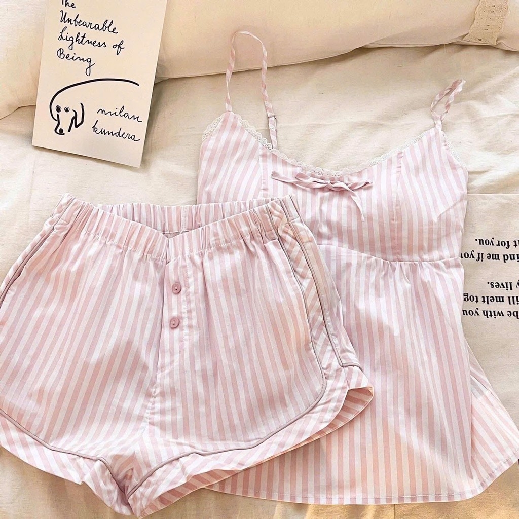 SET BỘ NGỦ 2 DÂY MÀU HỒNG NỮ SẴN(Xả 100k)