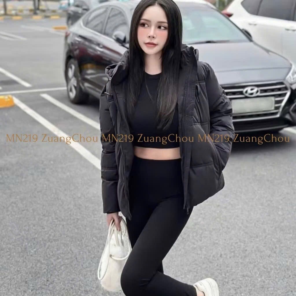 ÁO PHAO BÉO DÂY RÚT ZR CÓ MŨ HOT HIT NỮ THU ĐÔNG
