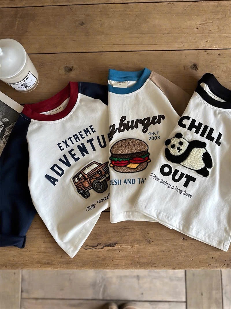 SET 3 ÁO Ô TÔ GẤU HAMBUGER DÀI TAY BÉ TRAI SẴN(XẢ 108k)