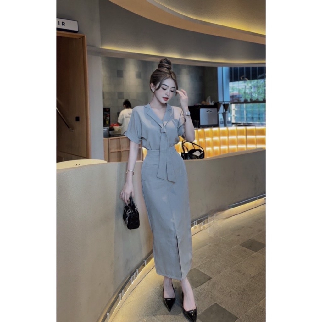 SET CỔ VEST NỮ CÁCH ĐIỆU TAY GẬP MIXX CV XẺ TRƯỚC SẴN