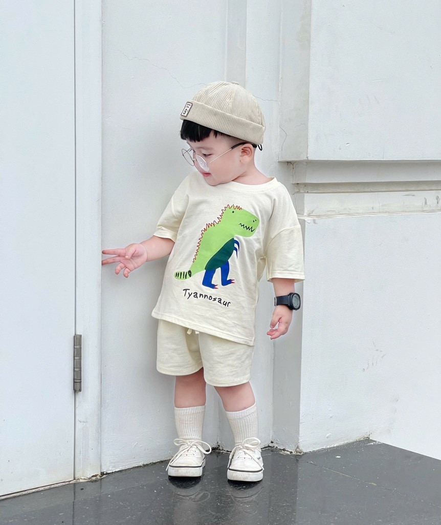 SET 3 ÁO KHỦNG LONG CỘC TAY BÉ TRAI