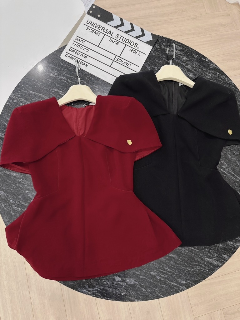 ÁO CỘC CHOÀNG VAI HAI LỚP LI EO KÈM TAG NỮ SẴN (SALE 129k)