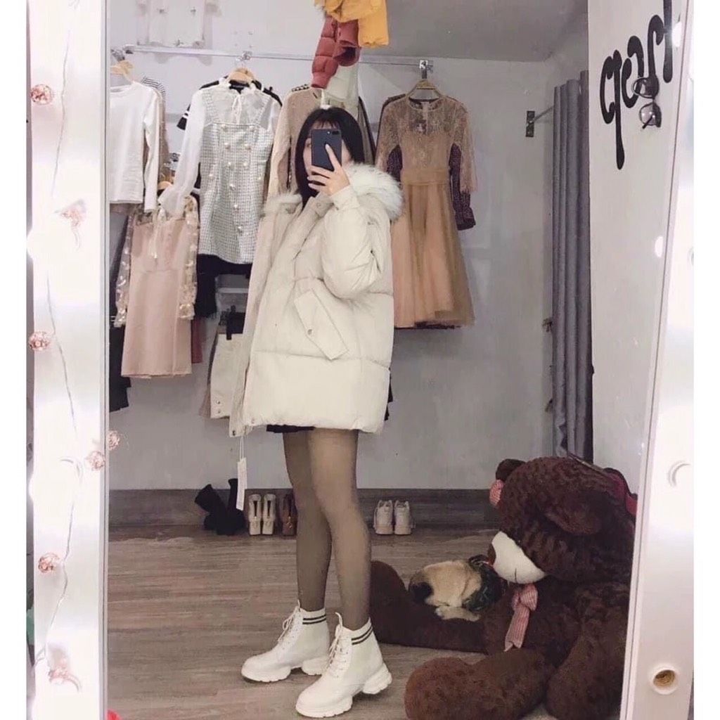 ÁO PHAO BÉO MŨ LÔNG 2 MÀU NỮ( XẢ 179k)