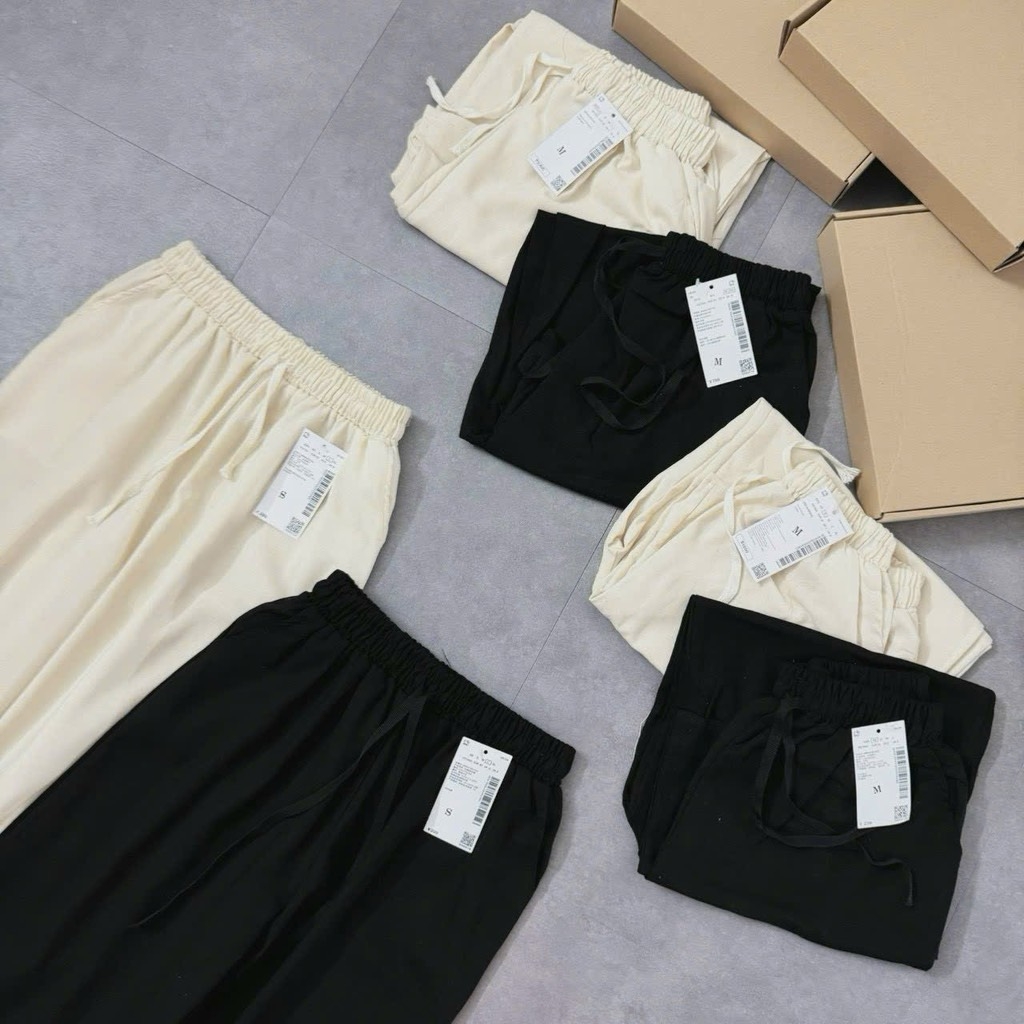 SET 2 QUẦN SUÔNG ĐEN BE CHUN DÂY NỮ