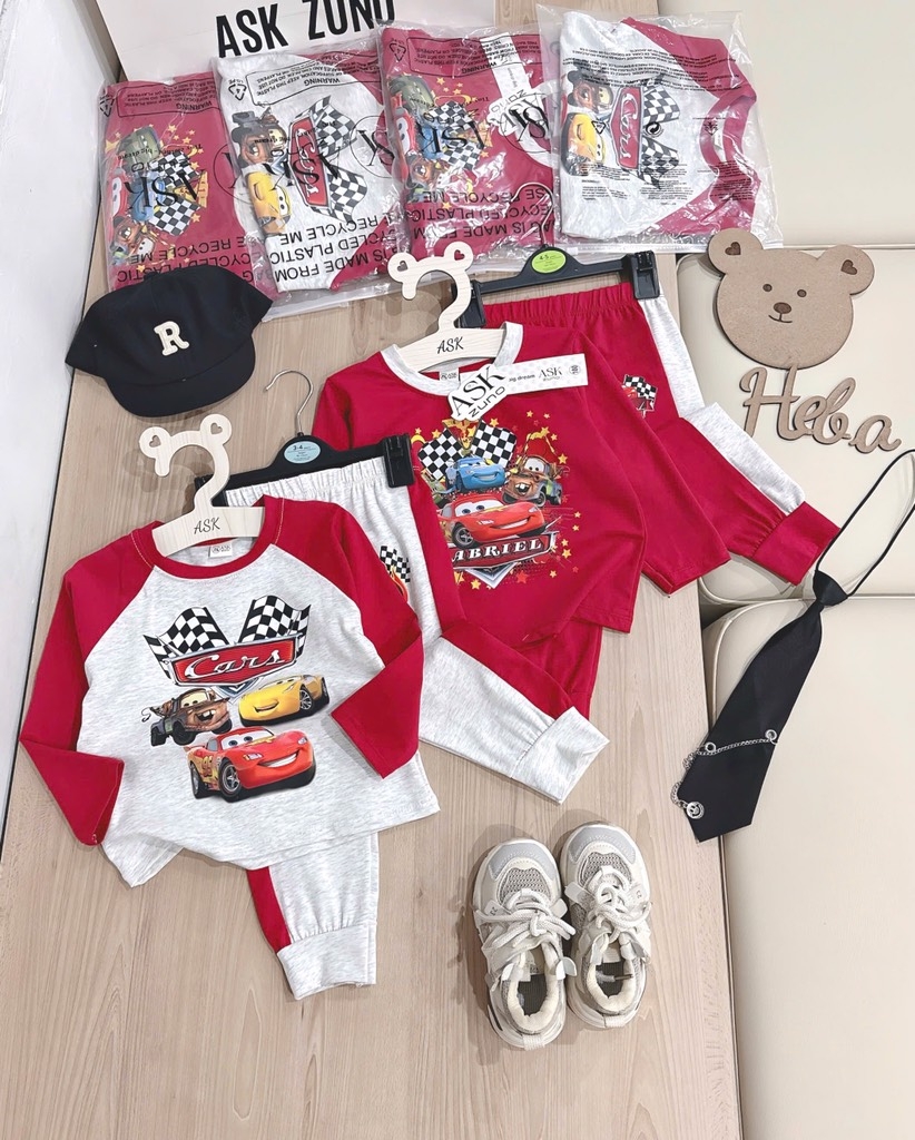 SET 2 BỘ DÀI Ô TÔ ĐỎ GHI XINH XỈU BÉ TRAI(XẢ 99k)