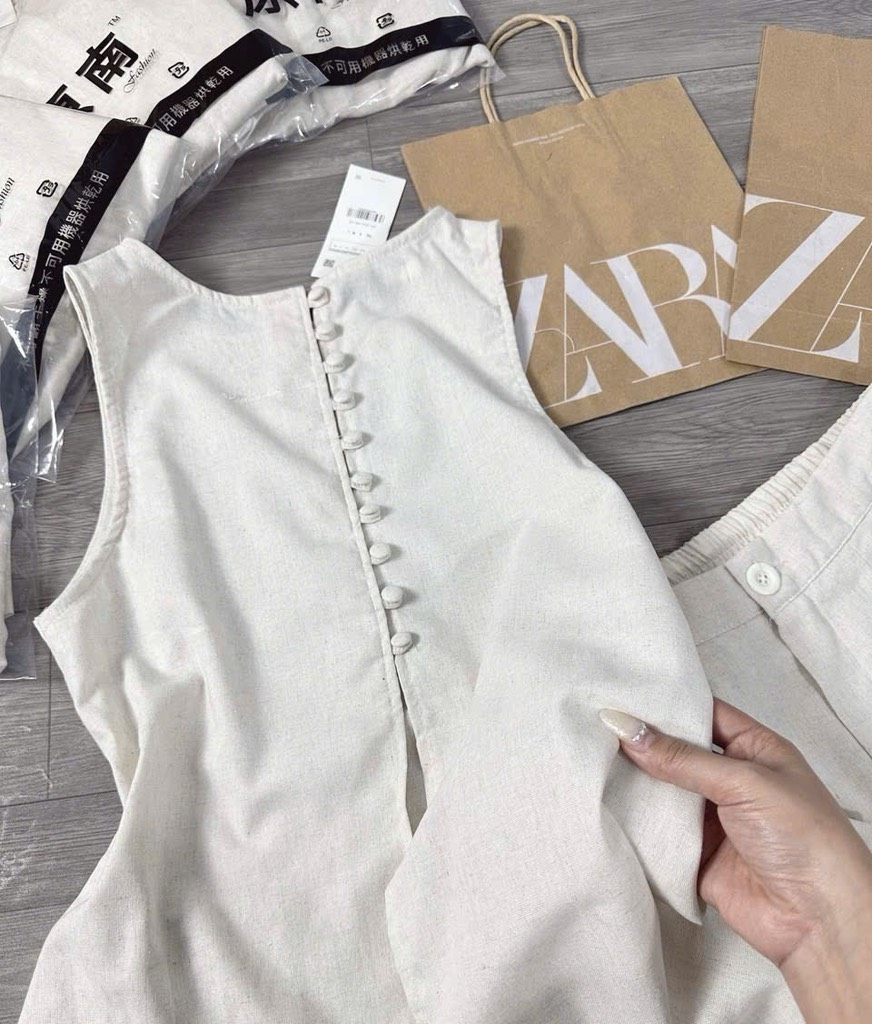 SÉT BỘ CỘC LINEN ÁO YẾM CÚC BỌC NỮ SẴN